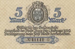 Német Birodalom/Weimari Köztársaság/Burg 1918.12.1. 5M (3x) egymásutáni sorszámmal T:I