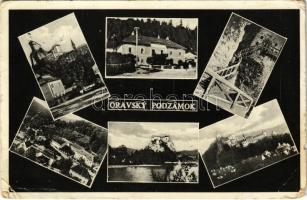 1932 Árvaváralja, Oravsky Podzámok; Árva vára, mozaiklap / Burg Orava / Oravsky zámok / castle, multi-view postcard (b)