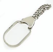 Ezüst(Ag) kulcstartó lánccal, jelzett, 6,5×2,2 cm, nettó: 6,3 g