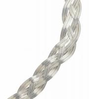 Ezüst(Ag) széles, lapos, fonott kígyó nyaklánc, jelzett, kis javítással, h: 42,5 cm, nettó: 24,7 g