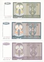 Bosznia-Hercegovina / Szerb Köztársaság 1992. 50D + 1000D + 1993. 100.000D T:I 
 Bosnia and Hercego...