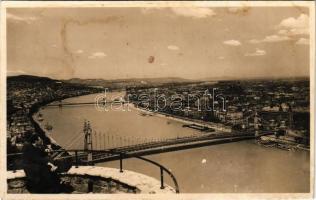1940 Budapest I. Kilátás a Szent Gellért-hegyről, Erzsébet híd (fl)