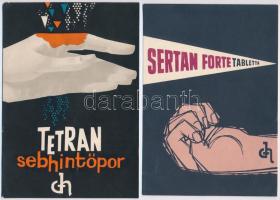 1964 Tetran sebhintőpor és Setran forte tabletta Chinoin gyógyszergyár reklámlapok, 12x18 cm