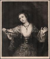 Rembrandt van Rijn (1606-1669) után, Karl Köpping (1848-1914) metszése: Lucrece, 1800 körül. Rézmets...