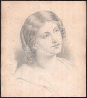 Olvashatatlan jelzéssel jobbra lent, feltehetően XIX sz. osztrák művész alkotása: Női arckép, 1871. Ceruza, papír. Foltos. Törésnyommal. 30,5x27,5 cm