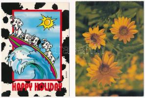 39 db MODERN motívum képeslap: virág, térkép, mese, állat / 39 modern motive postcards: flowers, map...