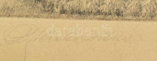 Prihoda István (1891-1956): Majális. Rézkarc, papír, jelzett, lap alján szakadással, 25×32 cm