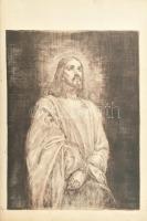 Prihoda István (1891-1956): Jézus. Rézkarc, papír, jelzett, lapszéli szakadással, 49×37,5 cm