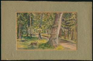 Lili jelzéssel: Tátralomnic, 1936. Akvarell, papír, paszpaprtuban, 10,5×17 cm