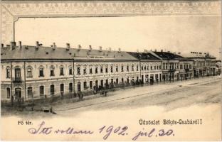 1902 Békéscsaba, Fő tér, Fiume szálloda és kávéház, Rosenthal testvérek utódai üzlet