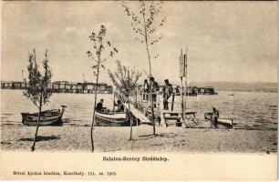 Balatonberény, fürdőtelep, stég, csónakok. Mérei Ignác 151. 1903.