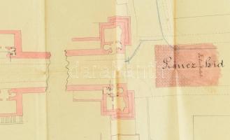 cca 1880-1900 Bp. I., a budai Váralagút alaprajza, 1 : 250, hajtva, kis sérülésekkel, 67,5x45,5 cm