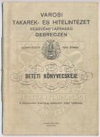 1946. Városi Takarék- és Hitelintézet Részvénytársaság Debreczen betéti könyvecskéje, kitöltve, használt, de jó állapotban