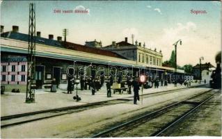 1912 Sopron, Déli vasútállomás, gőzmozdony (EK)