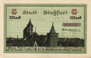 Német Birodalom/Weimari Köztársaság/Staßfurt 1918.10.1. 5M (3x) egymásutáni sorszámmal T:I,I-