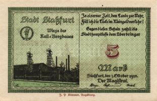 Német Birodalom/Weimari Köztársaság/Staßfurt 1918.10.1. 5M (4x) egymásutáni sorszámmal T:I,I-