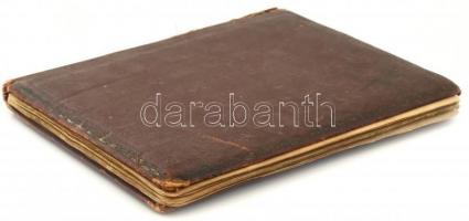 cca 1930 Emlékkönyv kézzel írt bejegyzésekkel, rajzokkal, sérült borítóval, részben szétvált kötésse...