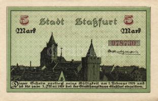 Német Birodalom/Weimari Köztársaság/Staßfurt 1918.10.1. 5M (4x) egymásutáni sorszámmal T:I,I-