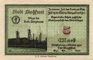 Német Birodalom/Weimari Köztársaság/Staßfurt 1918.10.1. 5M (4x) egymásutáni sorszámmal T:I,I-