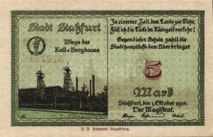 Német Birodalom/Weimari Köztársaság/Staßfurt 1918.10.1. 5M (4x) egymásutáni sorszámmal T:I,I-