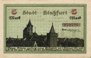 Német Birodalom/Weimari Köztársaság/Staßfurt 1918.10.1. 5M (4x) egymásutáni sorszámmal T:I,I-