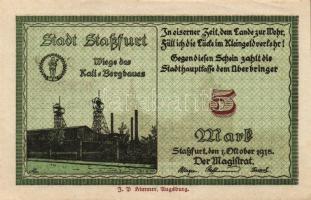 Német Birodalom/Weimari Köztársaság/Staßfurt 1918.10.1. 5M (4x) egymásutáni sorszámmal T:I,I-