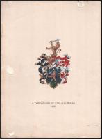 cca 1890-1910 A görgői Görgey család címere, színezett nyomat, Bp., Posner és Fia, kisebb foltokkal, ragasztónyomokkal, 33x24,5 cm