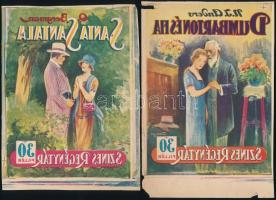 cca 1935 Színes regénytár könyv borító 2 db negatív nyomat 11x14 cm