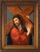 Jelzés nélkül, feltehetően XVIII. sz. itáliai festő alkotása: Jézus. Olaj, vászon, hátoldalán Szépmű...