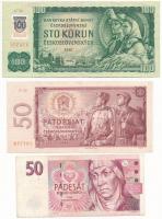 Csehszlovákia 1961. 100K szlovák bélyeggel + 1964. 50K + Csehország 1997. 50K T:III Czechoslovakia 1961. 100 Korun with Slovak stamp + 1964. 50 Korún + Csehország 1997. 50 Korun T:III