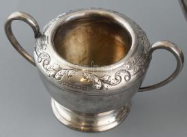 Fém tea kiöntő, teáskanna , cukordoboz (tető nélkül), tejkiöntő. Jelzett. Civic