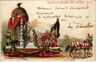 Historischer Festzug Wien 1898. (32 Blätter) Blatt 27. Huldigungswagen des Kaisers Franz Josef I. Verlag v. Wilhelm Kareis. Otto Schaefer & Scheibe litho s: Messerschmidt (EK)