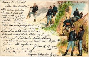 1898 Esercito Italiano. Alpini / Italian military art postcard, mountain infantry. litho (EK)