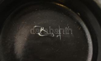 Bod Éva (1924-2004): Krém szürke padlóváza. Mázas kerámia, kézzel festett, jelzett, hibátlan, m: 51 ...