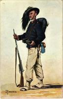 1909 Bersagliere / Italian military art postcard, sharpshooter. L.G.M. 1004. s: Paganini (EK)