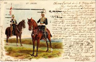 1908 21st Lancers (Empress of Indias). British military art postcard, cavalry regiment. litho (EK)