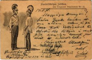 1898 Hundertjähriges Jubiläum des Dragoner Regiments Nr. 12. / Austro-Hungarian K.u.K. military art postcard (vágott / cut)