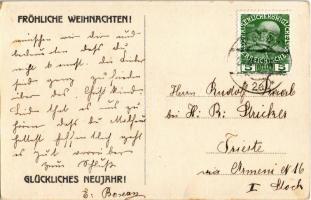 1909 Fröhliche Weihnachten! Glückliches Neujahr! / Austro-Hungarian K.u.K. military art postcard wit...