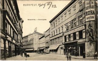 Budapest V. Kristóf (Krisztof) tér, Vogel Testvérek Ideiglenes Selyem elárusító üzlete, Rothberger Jakab udvari ruhaszállító (EK)