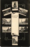 1907 Berettyóújfalu, Baross utca, Kossuth Lajos tér, Izraelita templom, zsinagóga, Katolikus templom, híd. Art Nouveau. Adler Béla (EK)