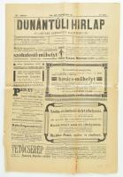 1905 Győr, Dunántúli Hírlap - Független Keresztény Politikai Lap XIII. évfolyamának 54. száma, reklámokkal, hirdetésekkel