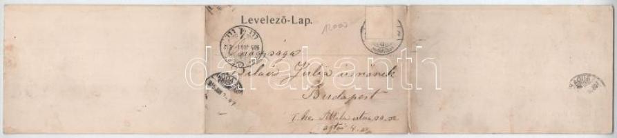 1905 Ungvár, Uzshorod, Uzhhorod, Uzhorod; Mandula Ignác kiadása, három részes kinyitható panorámalap...