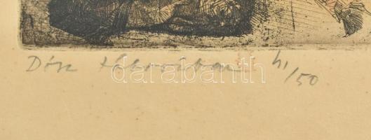 Kondor Béla(1931-1972): Dózsa táborában. Rézkarc, papír. jelzett, sorszámozott 41/50. Lap alján szak...