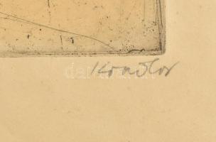 Kondor Béla(1931-1972): Dózsa táborában. Rézkarc, papír. jelzett, sorszámozott 41/50. Lap alján szak...