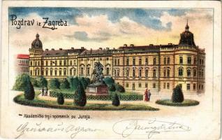 Zagreb, Zágráb; Akademicki trg i spomenik sv. Juraja / academy and statue