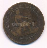 Spanyolország / Ideiglenes kormány 1870OM 5c bronz T:2- Spain / Provisional Government 1870OM 5 Centavos bronze C:VF Krause KM#662