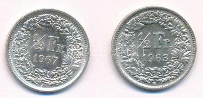 Svájc 1963-1967. 1/2Fr Ag (2xklf) T:1-
Switzerland 1963-1967. 1/2 Franc Ag (2xdiff) C:AU
Krause KM...