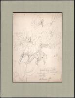 Dolányi Benczúr Ida (1876-1970): Dáliák a balatonfüredi kertésztől, 1950. Ceruza, papír, jelzett, paszpartuban, 22,5×16 cm