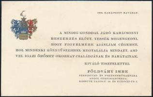 1929 Földváry Imre férfidivat és fehérneműraktárának levelezőlapja