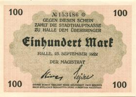 Német Birodalom/Weimari Köztársaság/Halle 1922.09.25. 100M (2x) egymásutáni sorszámmal T:I,I-